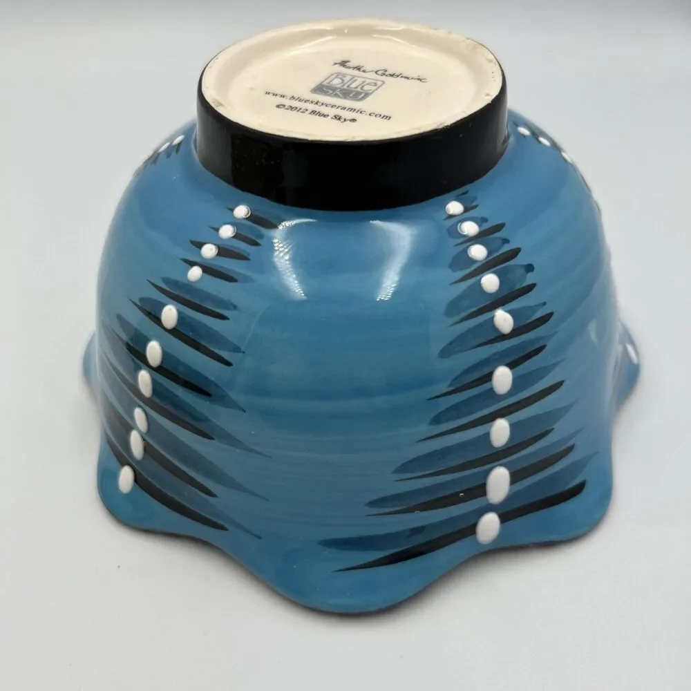 2012 Blue Sky Ceramics Pedestal Scalloped Bowl Heather Goldminc Cereal Bowls - 2